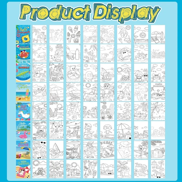 Alt view image 12 of 14 - Estune 40 Pcs Summer Beach Coloring Book Pool Beach Summer Party Favors Mini Small Coloring Book Bulk Birthday Party Present DIY Craft Home