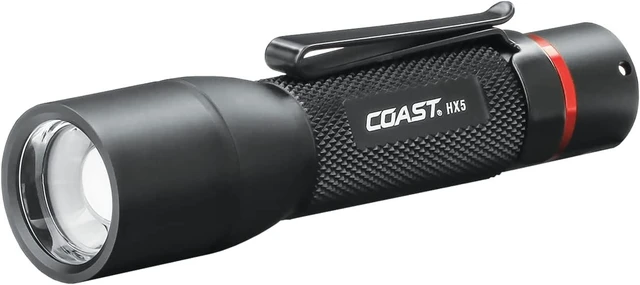 Alt view image 8 of 14 - Coast HX5 410 Lumen LED Flashlight, Pure Beam Focusing, Slide Focus, Pocket Clip, Weatherproof, Pocket Sized, Black