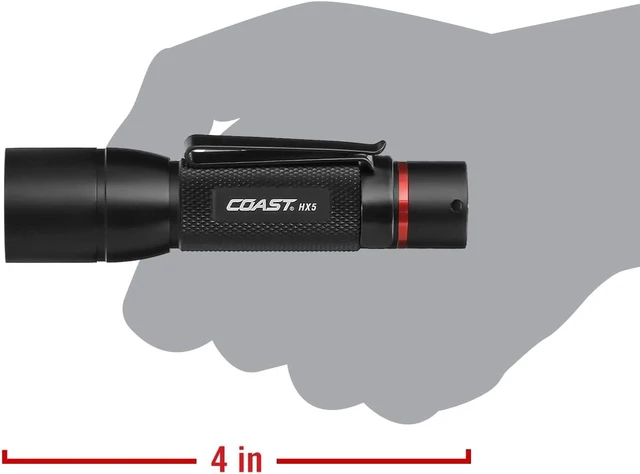 Alt view image 14 of 14 - Coast HX5 410 Lumen LED Flashlight, Pure Beam Focusing, Slide Focus, Pocket Clip, Weatherproof, Pocket Sized, Black