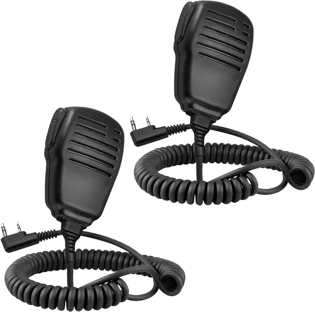 Alt view image 7 of 12 - SAMCOM Shoulder Mic of Walkie Talkies, Two Way Radio Speaker Microphone, Handheld Walkie Talkie Microphone for Most 2 Way Radios, 2 Pin Radio Mic with PTT (2 Pack)