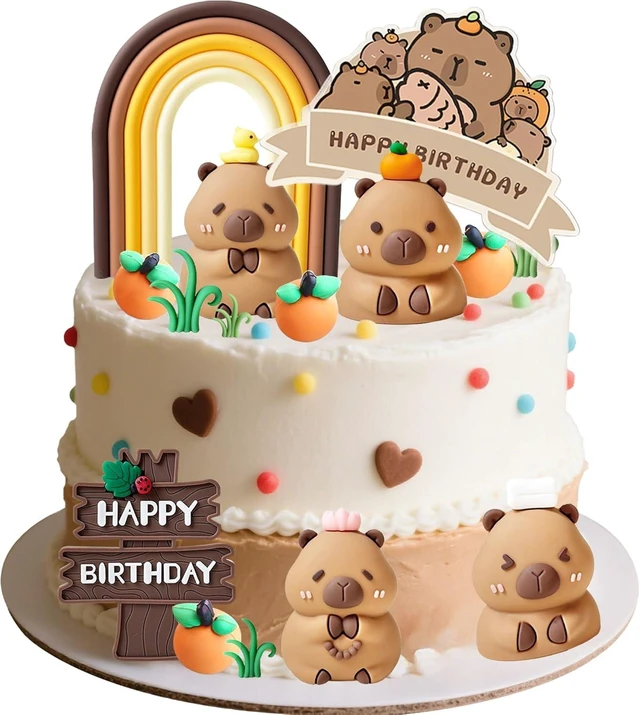 Alt view image 7 of 12 - Capy Cake Toppers Mini Blowfish Party Supplies for Capy Birthday Party Supplies Shower Favors Capybaras Cake Topper