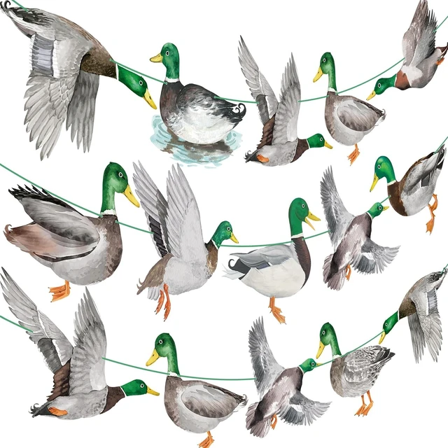 Alt view image 8 of 14 - Mallard Duck Banners Duck Hunting Party Banners Duck Theme Birthday Party Decoration for Duck Hunter Baby Shower Supplies