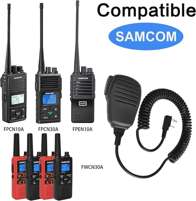 Alt view image 12 of 12 - SAMCOM Shoulder Mic of Walkie Talkies, Two Way Radio Speaker Microphone, Handheld Walkie Talkie Microphone for Most 2 Way Radios, 2 Pin Radio Mic with PTT (2 Pack)