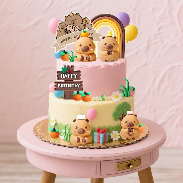 Alt view image 10 of 12 - Capy Cake Toppers Mini Blowfish Party Supplies for Capy Birthday Party Supplies Shower Favors Capybaras Cake Topper