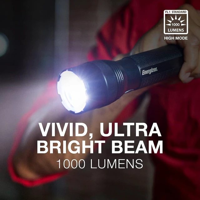 Alt view image 9 of 10 - Energizer TacR-1000 Rechargeable Tactical Flashlight, Bright Flashlight for Emergencies, Survival Kit and Camping Gear, Water Resistant, USB Included