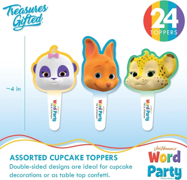 Alt view image 10 of 14 - Jim Henson's Word Party Cake Topper Set - (1) Cake Topper & (24) Cupcake Toppers & Wrappers - Birthday Party Supplies