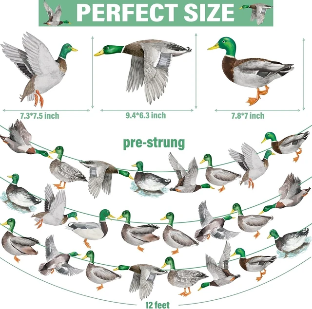 Alt view image 12 of 14 - Mallard Duck Banners Duck Hunting Party Banners Duck Theme Birthday Party Decoration for Duck Hunter Baby Shower Supplies