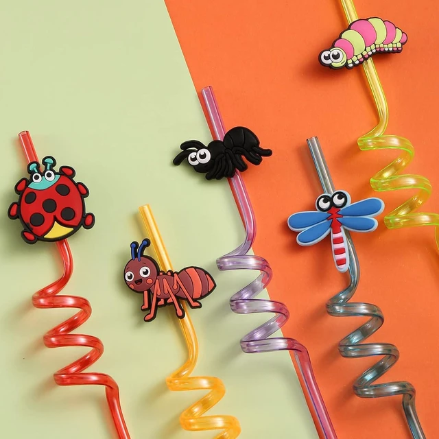 Alt view image 9 of 14 - 24 Bug Birthday Party Supplies Reusable Plastic Straws for Insect Themed Party Favors Decorations with 2 Cleaning Brushes