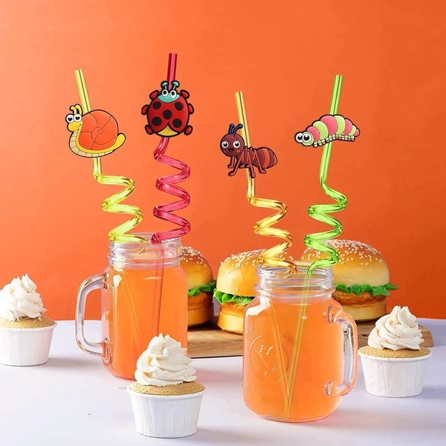 Alt view image 10 of 14 - 24 Bug Birthday Party Supplies Reusable Plastic Straws for Insect Themed Party Favors Decorations with 2 Cleaning Brushes