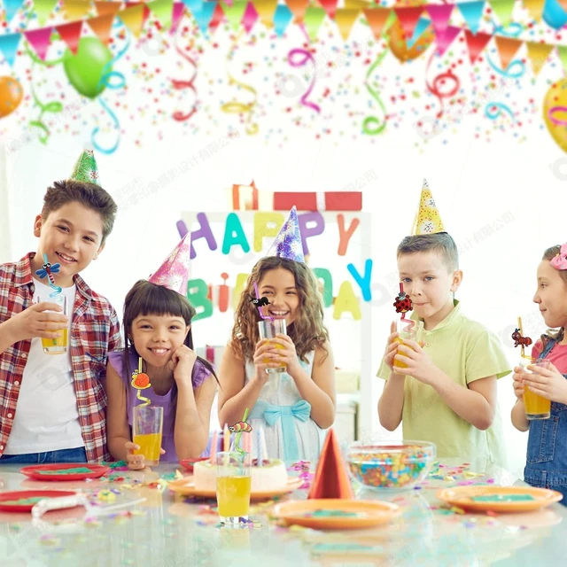 Alt view image 14 of 14 - 24 Bug Birthday Party Supplies Reusable Plastic Straws for Insect Themed Party Favors Decorations with 2 Cleaning Brushes