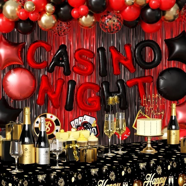 Alt view image 10 of 14 - Casino Theme Birthday Party Decorations Las Vegas Casino Night Poker Party Supplies Set