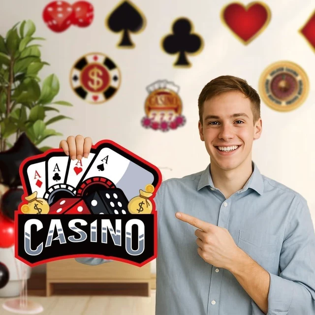Alt view image 11 of 14 - Casino Theme Birthday Party Decorations Las Vegas Casino Night Poker Party Supplies Set