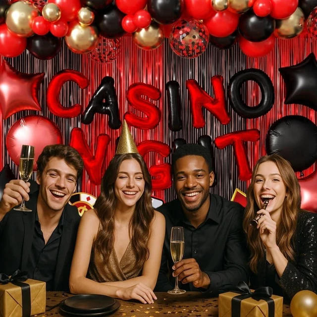 Alt view image 13 of 14 - Casino Theme Birthday Party Decorations Las Vegas Casino Night Poker Party Supplies Set