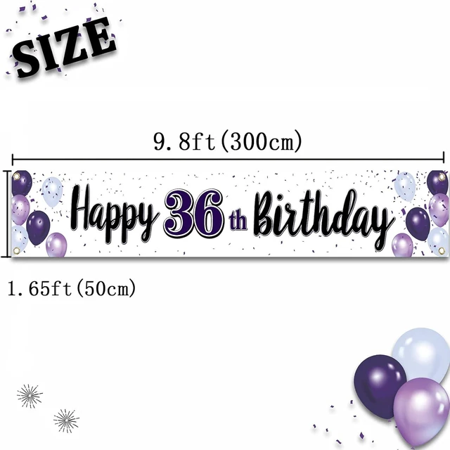 Alt view image 9 of 12 - Happy 36th Birthday Decorations,36th Purple Balloon Large Birthday Hanging Banner Sign,36 Years Old Bday Party Supplies.