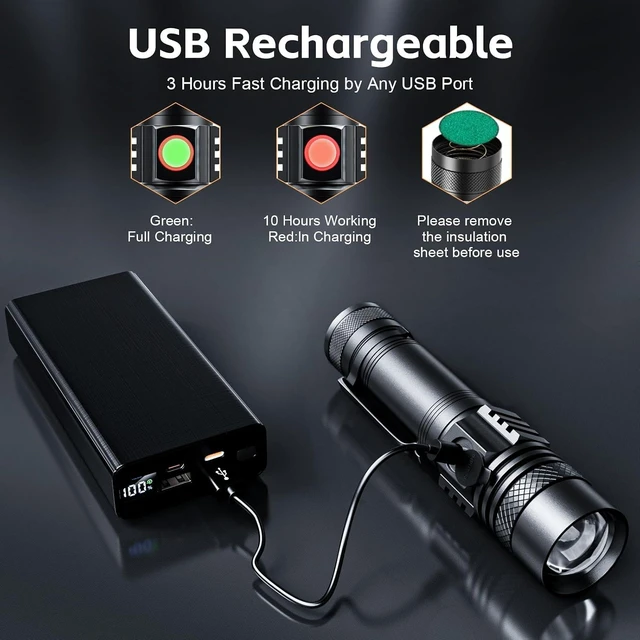 Alt view image 9 of 12 - ATDOALL Rechargeable LED Flashligh, USB Magnetic Flashlights with Cob Sidelight, Small Tactical Flashlights, Waterproof, Zoomable, Portable Handheld Flash Light for Home, Emergency, Outdoor