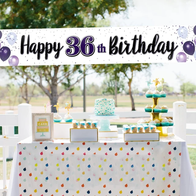 Alt view image 11 of 12 - Happy 36th Birthday Decorations,36th Purple Balloon Large Birthday Hanging Banner Sign,36 Years Old Bday Party Supplies.