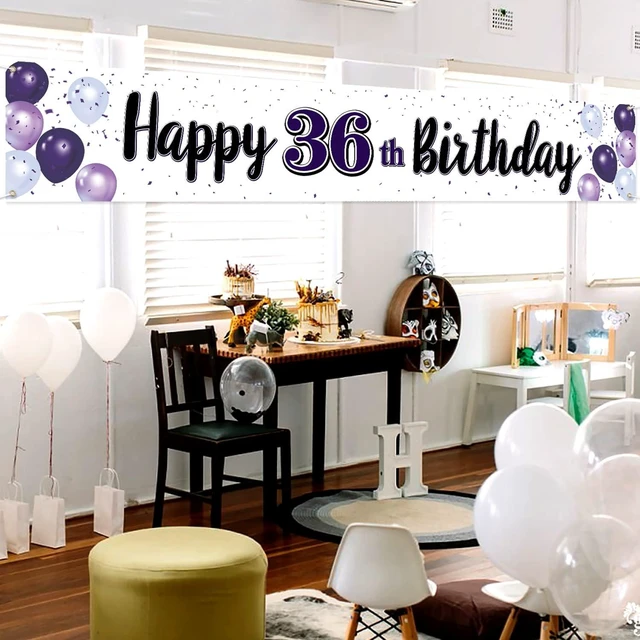 Alt view image 10 of 12 - Happy 36th Birthday Decorations,36th Purple Balloon Large Birthday Hanging Banner Sign,36 Years Old Bday Party Supplies.