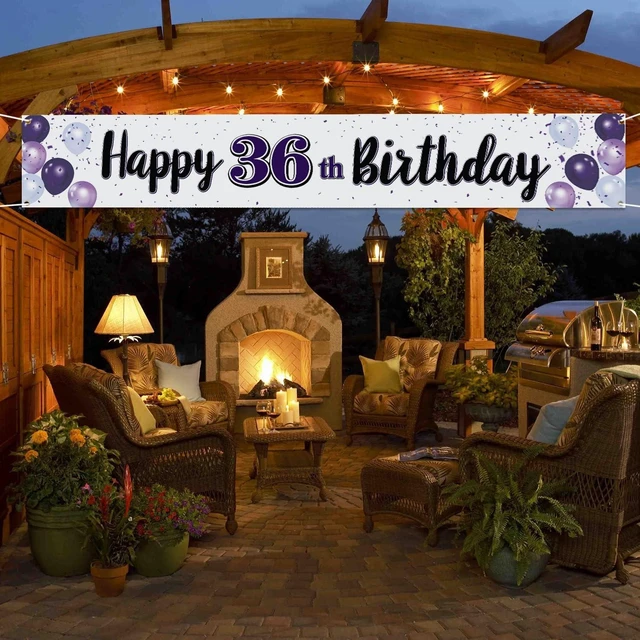 Alt view image 12 of 12 - Happy 36th Birthday Decorations,36th Purple Balloon Large Birthday Hanging Banner Sign,36 Years Old Bday Party Supplies.