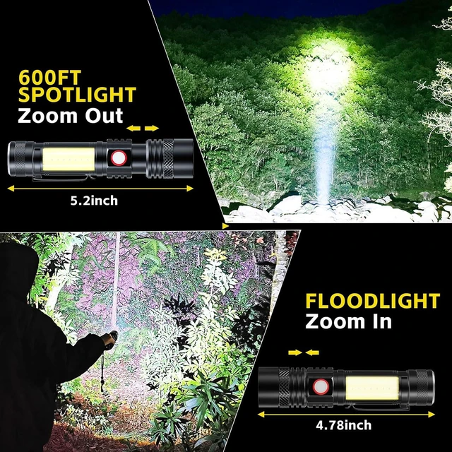 Alt view image 10 of 12 - ATDOALL Rechargeable LED Flashligh, USB Magnetic Flashlights with Cob Sidelight, Small Tactical Flashlights, Waterproof, Zoomable, Portable Handheld Flash Light for Home, Emergency, Outdoor