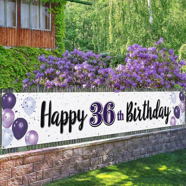 Alt view image 8 of 12 - Happy 36th Birthday Decorations,36th Purple Balloon Large Birthday Hanging Banner Sign,36 Years Old Bday Party Supplies.