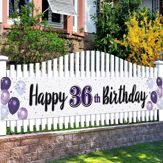 Alt view image 7 of 12 - Happy 36th Birthday Decorations,36th Purple Balloon Large Birthday Hanging Banner Sign,36 Years Old Bday Party Supplies.