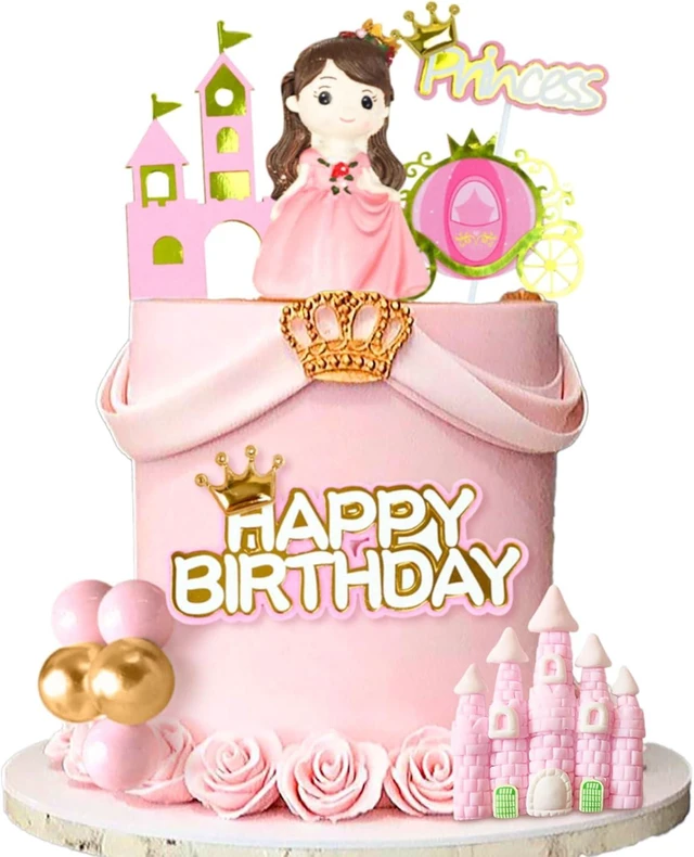 Alt view image 8 of 14 - Castle Princess Cake Toppers Girl Princess Party Decorations Castle Cake Decoration for Girls Birthday Party Supplies Favors