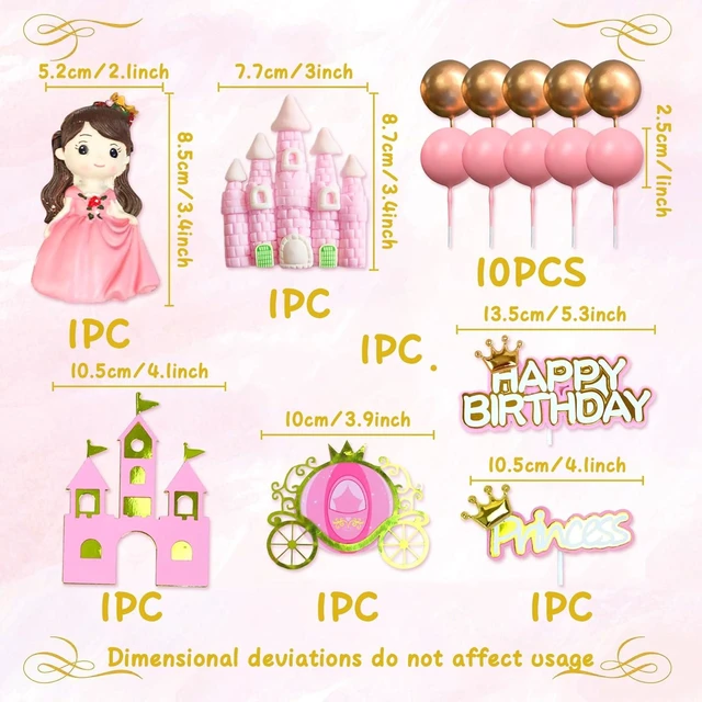 Alt view image 9 of 14 - Castle Princess Cake Toppers Girl Princess Party Decorations Castle Cake Decoration for Girls Birthday Party Supplies Favors