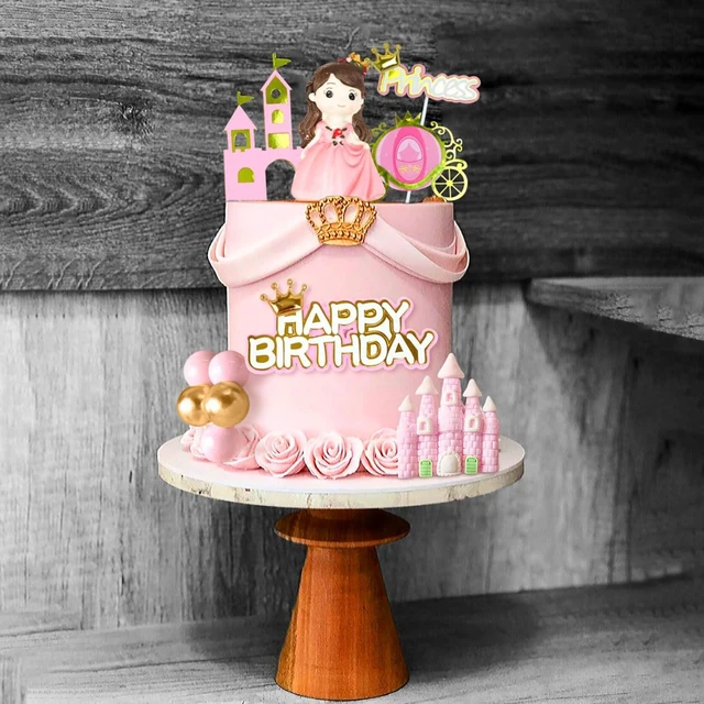 Alt view image 10 of 14 - Castle Princess Cake Toppers Girl Princess Party Decorations Castle Cake Decoration for Girls Birthday Party Supplies Favors