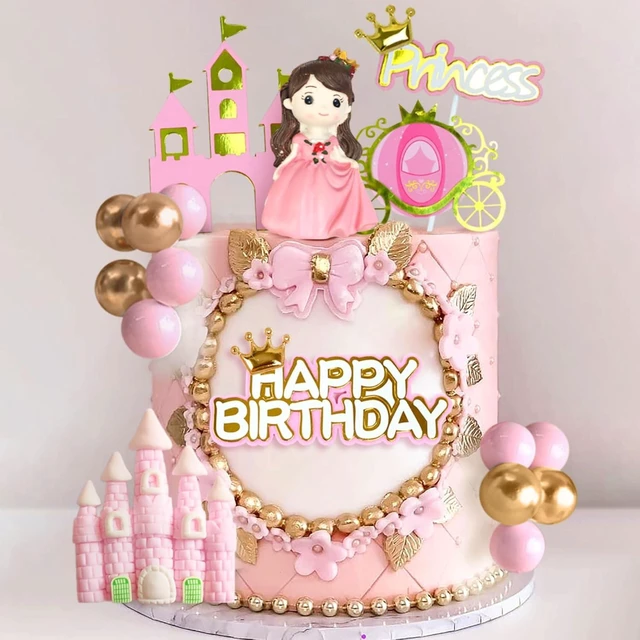Alt view image 11 of 14 - Castle Princess Cake Toppers Girl Princess Party Decorations Castle Cake Decoration for Girls Birthday Party Supplies Favors