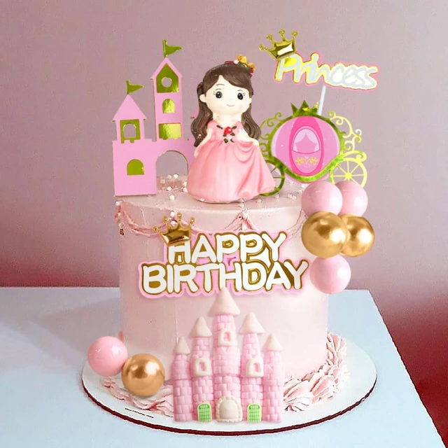 Alt view image 13 of 14 - Castle Princess Cake Toppers Girl Princess Party Decorations Castle Cake Decoration for Girls Birthday Party Supplies Favors