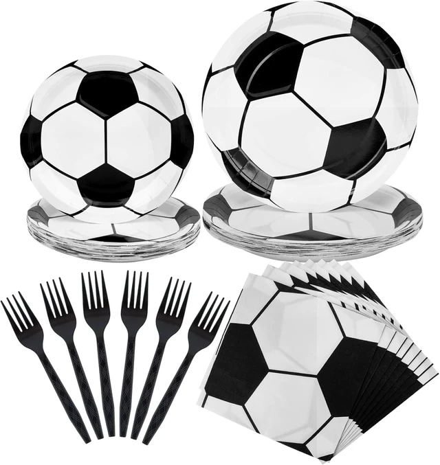 Alt view image 7 of 12 - 112 Piece Soccer Party Decorations - Birthday Party Supplies With 28 Soccer Napkins & Plates
