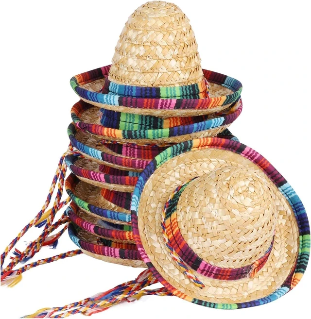 Alt view image 8 of 14 - BTYMS 8 Pieces Mini Sombrero Party Hats Fiesta Party Decorations Party Supplies Sombrero Costume Hats for Table, Dolls, Dogs- 5.9 Inch