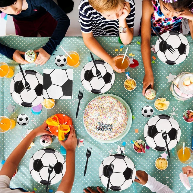 Alt view image 10 of 12 - 112 Piece Soccer Party Decorations - Birthday Party Supplies With 28 Soccer Napkins & Plates