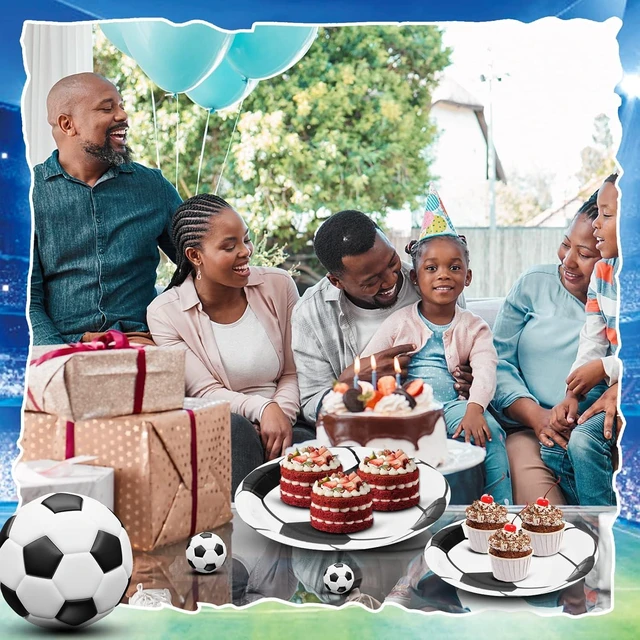 Alt view image 12 of 12 - 112 Piece Soccer Party Decorations - Birthday Party Supplies With 28 Soccer Napkins & Plates