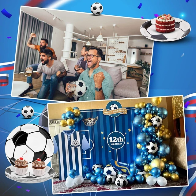 Alt view image 11 of 12 - 112 Piece Soccer Party Decorations - Birthday Party Supplies With 28 Soccer Napkins & Plates