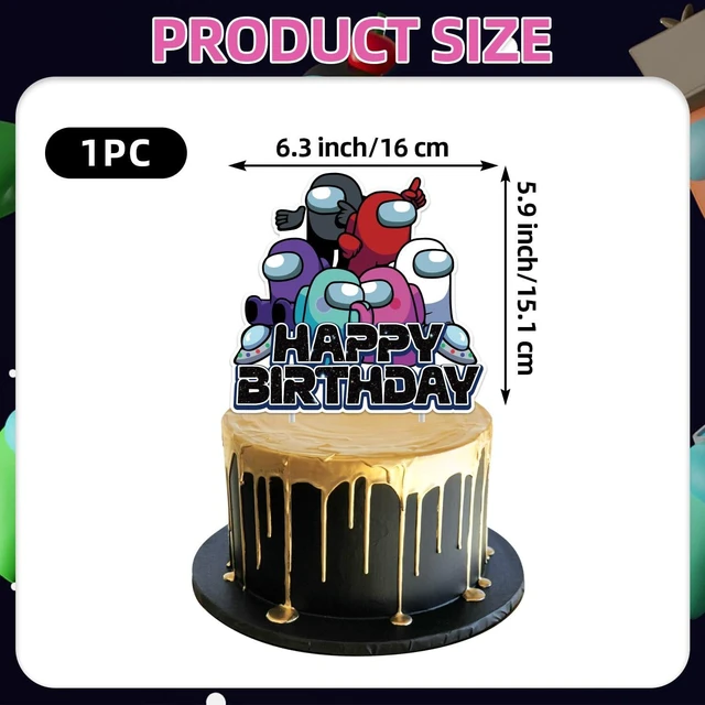 Alt view image 8 of 10 - 25Pcs Among Game Birthday Party Supplies Pack Includes 1 Cake Topper 24 Cupcake Toppers for Among Game Party Supplies