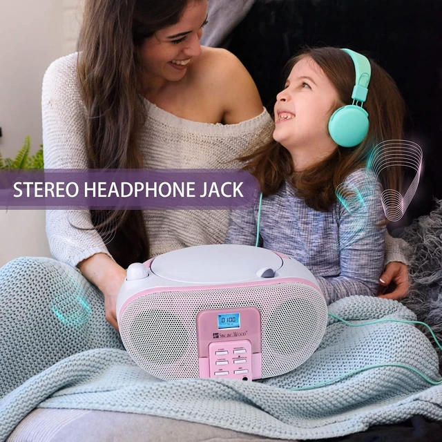 Alt view image 12 of 14 - SingingWood Portable CD Player Boombox (Rose) - Macarons Series Bluetooth Speaker with FM Radio, USB, Aux-in & Headphone Jack | Compact Kids Stereo System for Home & Travel (AC or Battery Powered)