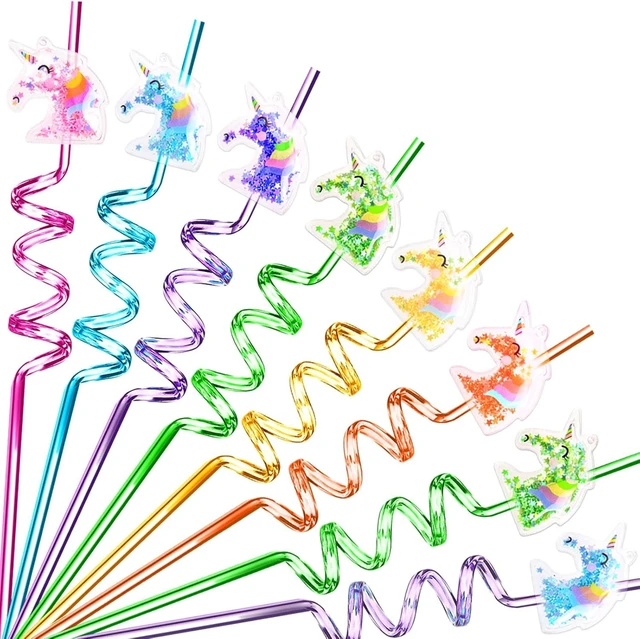 Alt view image 8 of 14 - 24 Glitter Unicorn Birthday Party Supplies Drinking Straws Unicorn Party Favors