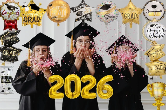 Alt view image 11 of 14 - 24Pcs Graduation Party Balloons Class of 2026 Congrats Grad Foil Balloons for College High School Graduation Party Supplies