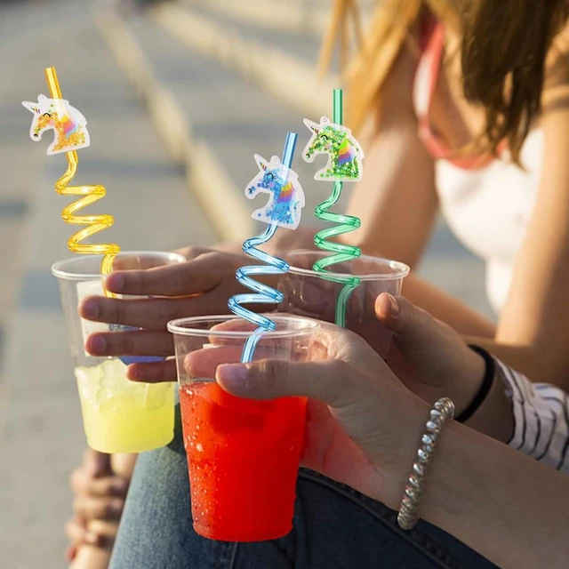Alt view image 12 of 14 - 24 Glitter Unicorn Birthday Party Supplies Drinking Straws Unicorn Party Favors