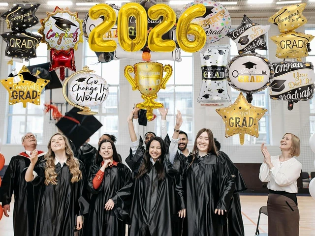 Alt view image 14 of 14 - 24Pcs Graduation Party Balloons Class of 2026 Congrats Grad Foil Balloons for College High School Graduation Party Supplies