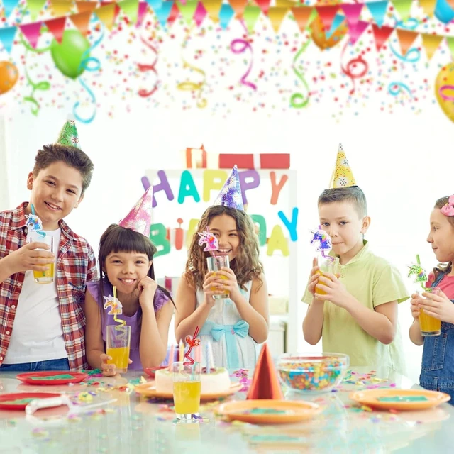 Alt view image 14 of 14 - 24 Glitter Unicorn Birthday Party Supplies Drinking Straws Unicorn Party Favors