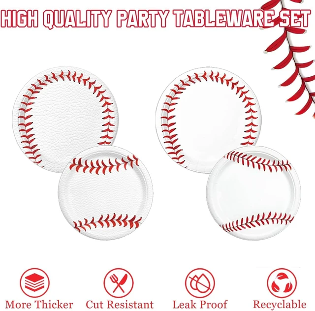 Alt view image 10 of 14 - 140 PCS Baseball Birthday Decorations, Baseball Party Supplies Includes Plates, Napkins, Cups, Cutlery for Sports Baseball Party Decorations