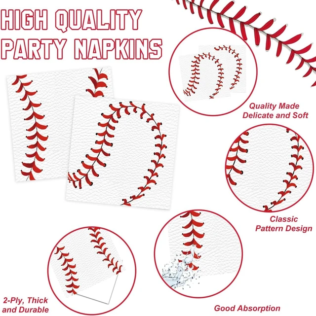 Alt view image 12 of 14 - 140 PCS Baseball Birthday Decorations, Baseball Party Supplies Includes Plates, Napkins, Cups, Cutlery for Sports Baseball Party Decorations