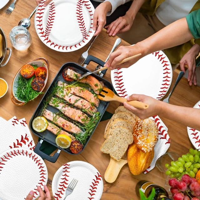 Alt view image 11 of 14 - 140 PCS Baseball Birthday Decorations, Baseball Party Supplies Includes Plates, Napkins, Cups, Cutlery for Sports Baseball Party Decorations
