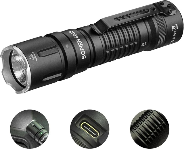 Alt view image 8 of 14 - Tactical Flashlight Rechargeable Flashlights High Lumens - Sofirn SC33 Super Bright Flashlight 5200 Lumens, Powerful Flashlight High Powered, Waterproof LED Flashlights for Home Camping Outdoor Work