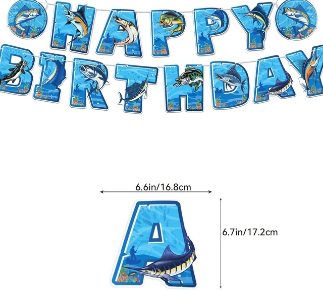 Alt view image 10 of 14 - Gone Fishing Birthday Party Decorations Fishing Party Supplies Includes Gone Fishing Birthday Banner Hanging Swirls Background Cake Topper Cupcake Toppers Balloons for Fishing Party Decorations