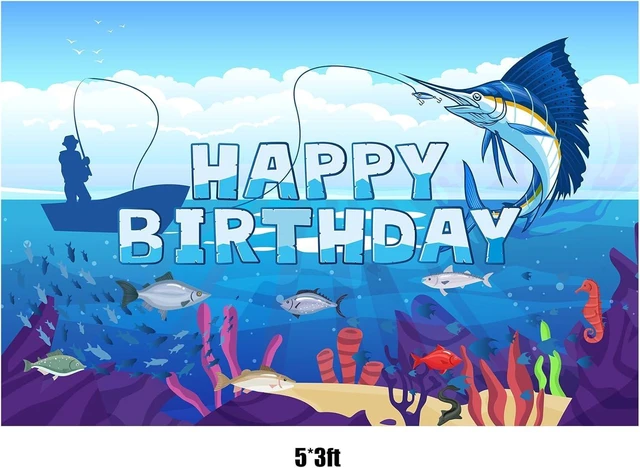 Alt view image 11 of 14 - Gone Fishing Birthday Party Decorations Fishing Party Supplies Includes Gone Fishing Birthday Banner Hanging Swirls Background Cake Topper Cupcake Toppers Balloons for Fishing Party Decorations