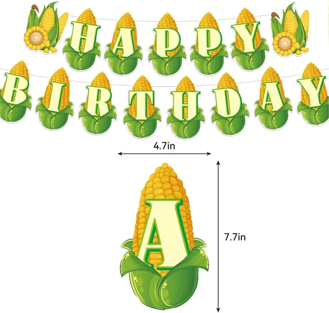Alt view image 10 of 14 - Corn Party Decorations Vegetable Party Supplies Includes Happy Birthday Banner Cake Topper Cupcake Toppers Balloons for Birthday Baby Shower Wedding Vegetable Party Decorations