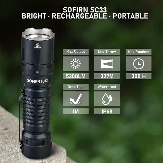Alt view image 12 of 14 - Tactical Flashlight Rechargeable Flashlights High Lumens - Sofirn SC33 Super Bright Flashlight 5200 Lumens, Powerful Flashlight High Powered, Waterproof LED Flashlights for Home Camping Outdoor Work